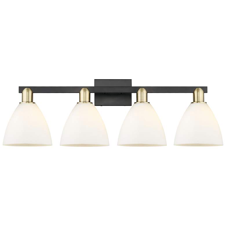 Image 1 Bristol 11" High 4-Light Black Brass Bath Vanity Light w/ Matte White Shade