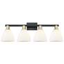 1_Bristol 11" High 4-Light Black Brass Bath Vanity Light w/ Matte White Shade