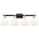 Bristol 11" High 4-Light Black Brass Bath Vanity Light w/ Matte White Shade