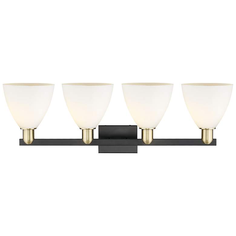 Image 2 Bristol 11" High 4-Light Black Brass Bath Vanity Light w/ Matte White Shade more views