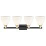 2_Bristol 11" High 4-Light Black Brass Bath Vanity Light w/ Matte White Shade more views