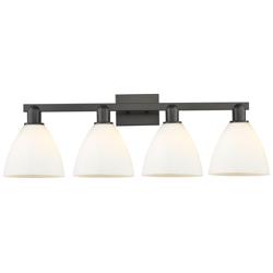 Bristol 11" High 4-Light Matte Black Bath Vanity Light w/ Matte White Shade