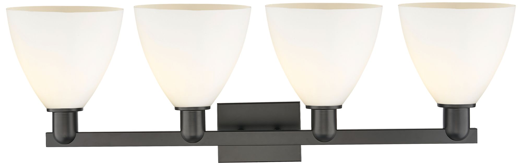 Image 2 Bristol 11" High 4-Light Matte Black Bath Vanity Light w/ Matte White Shade more views