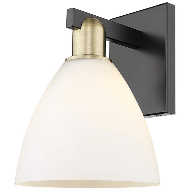 Image 1 Bristol 11" High Black Antique Brass Sconce w/ Matte White Shade