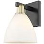 1_Bristol 11" High Black Antique Brass Sconce w/ Matte White Shade