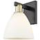 Bristol 11" High Black Antique Brass Sconce w/ Matte White Shade