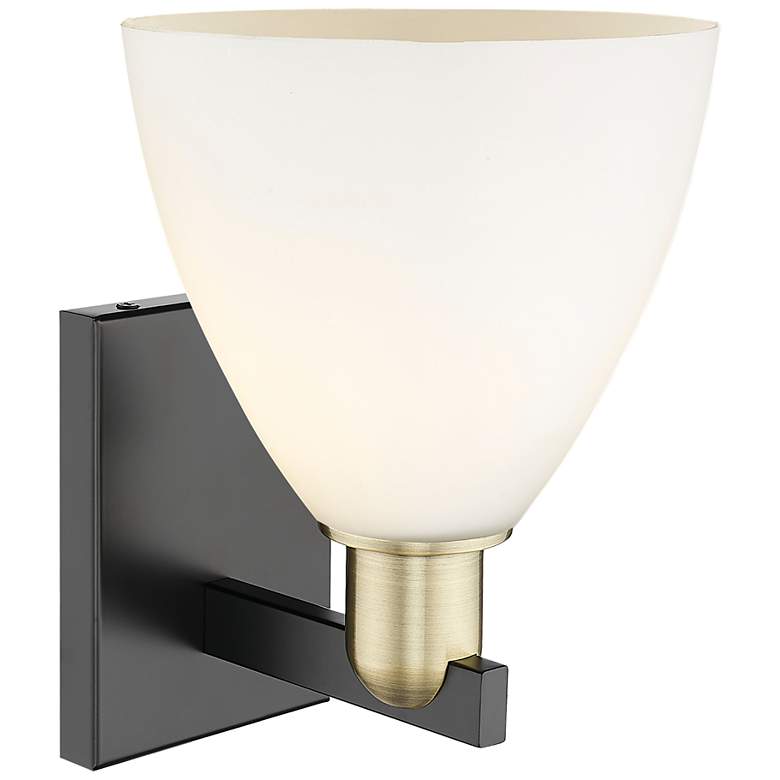 Image 2 Bristol 11" High Black Antique Brass Sconce w/ Matte White Shade more views