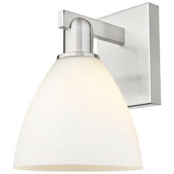 Bristol 11" High Brushed Satin Nickel Sconce w/ Matte White Shade