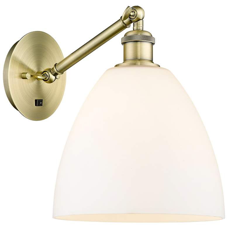 Image 1 Bristol 12" High Antique Brass Adjustable Sconce with Matte White Shade