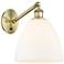 Bristol 12" High Antique Brass Adjustable Sconce with Matte White Shade