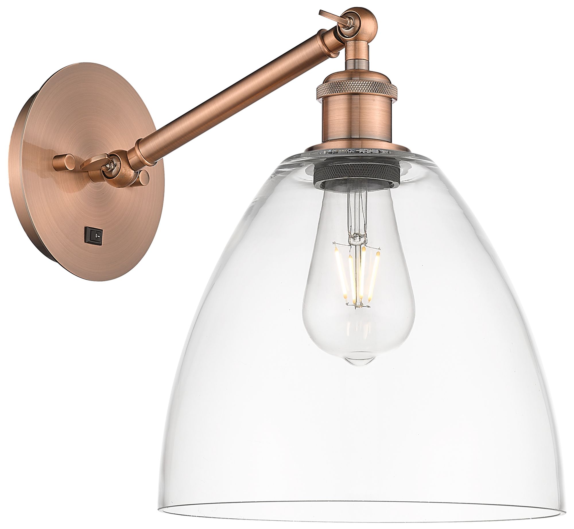 Bristol 12" High Antique Copper Adjustable Sconce with Clear Shade