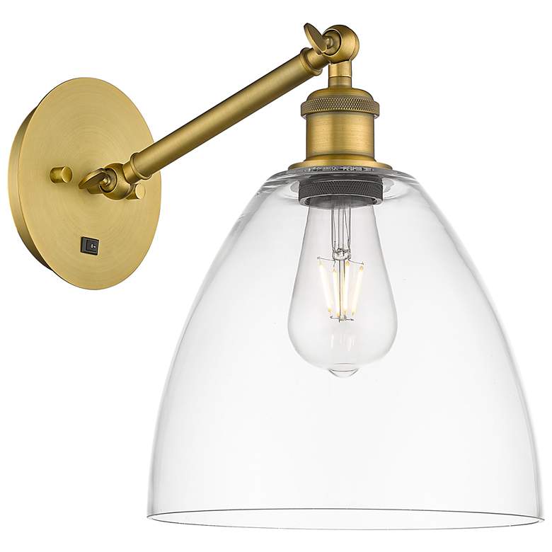 Image 1 Bristol 12" High Brushed Brass Adjustable Sconce with Clear Shade