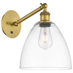 Bristol 12" High Brushed Brass Adjustable Sconce with Clear Shade