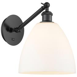 Bristol 12" High Matte Black Adjustable Sconce with Matte White Shade