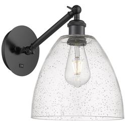 Bristol 12" High Matte Black Adjustable Sconce with Seedy Shade