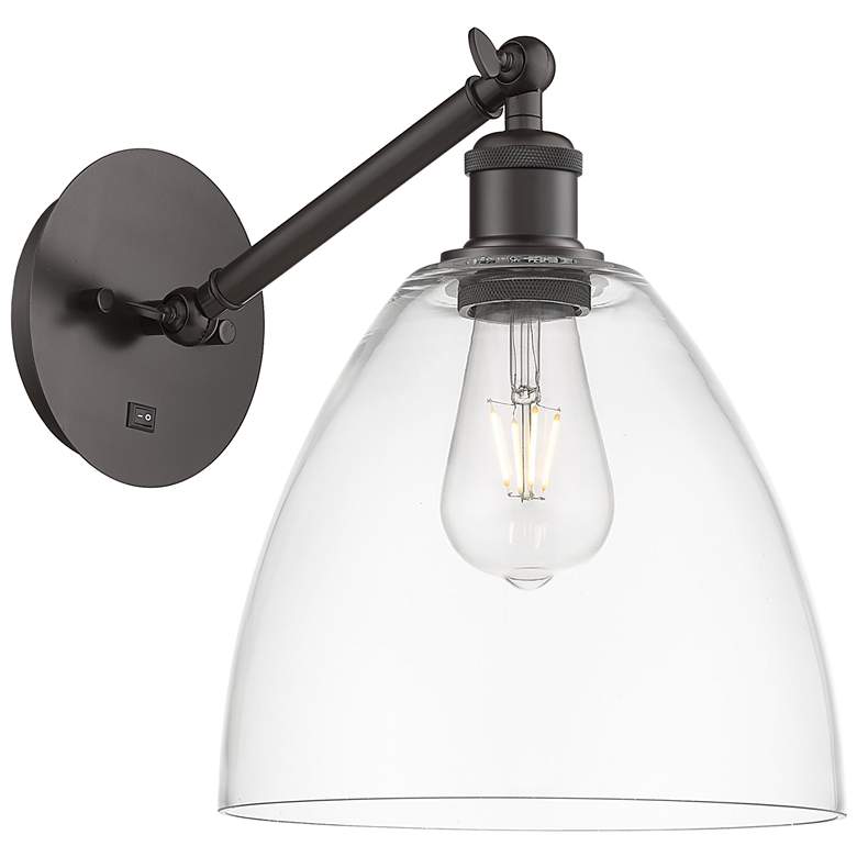 Image 1 Bristol 12" High Oil Rubbed Bronze Adjustable Sconce with Clear Shade