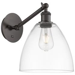 Bristol 12" High Oil Rubbed Bronze Adjustable Sconce with Clear Shade
