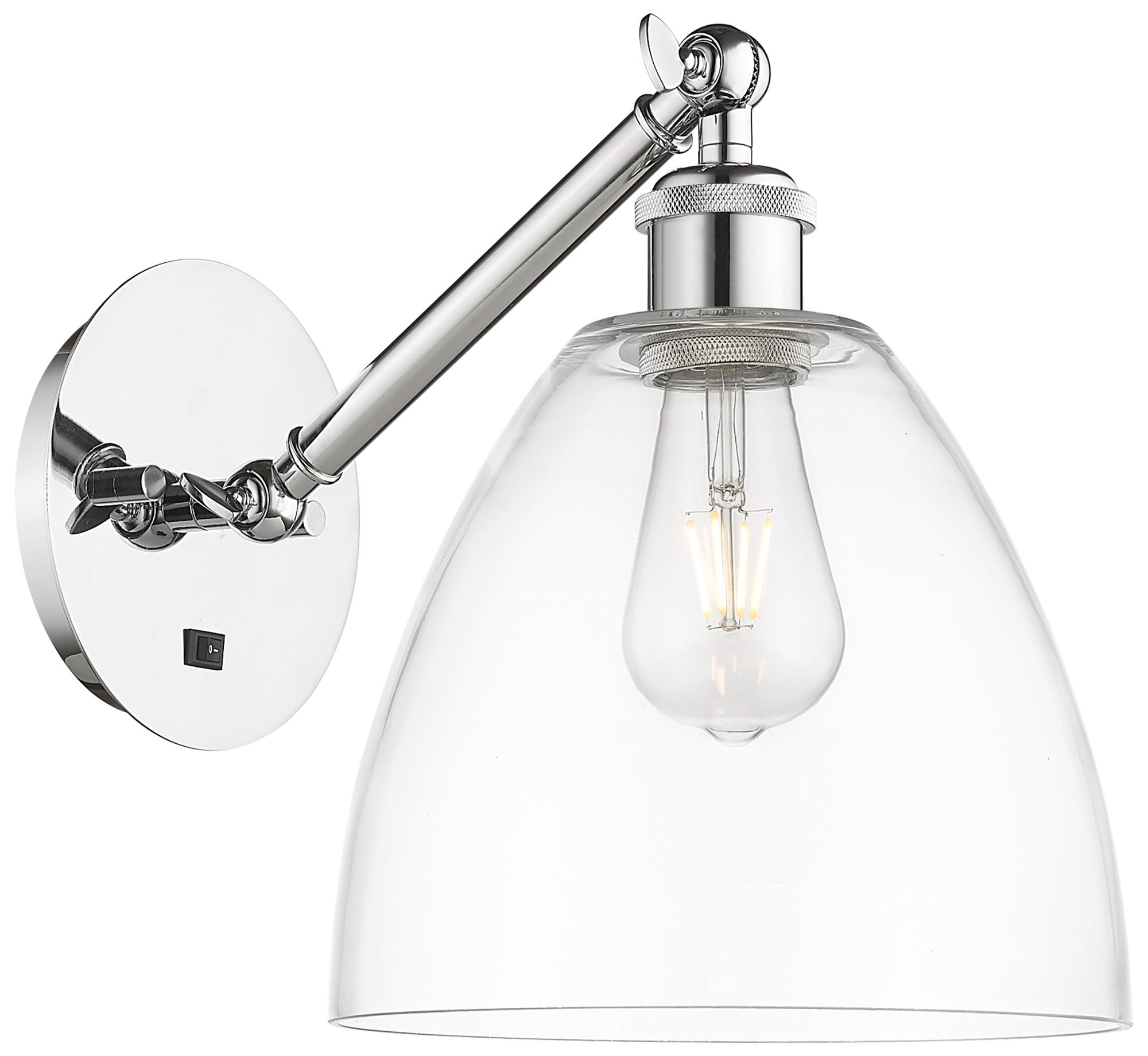 Bristol 12" High Polished Chrome Adjustable Sconce with Clear Shade