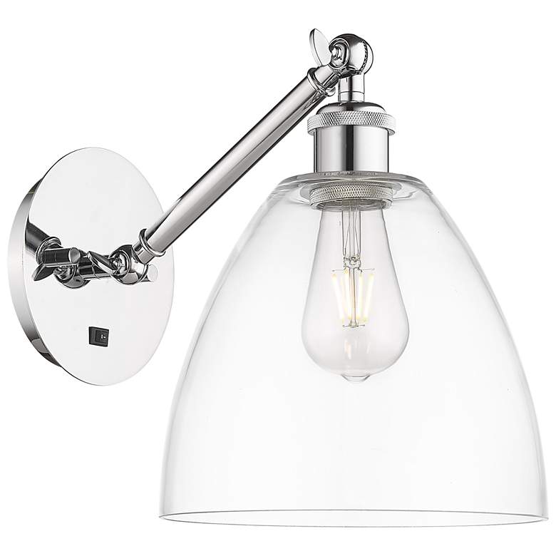 Image 1 Bristol 12" High Polished Chrome Adjustable Sconce with Clear Shade