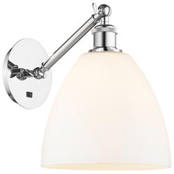 Bristol 12" High Polished Chrome Adjustable Sconce with Matte White Shade