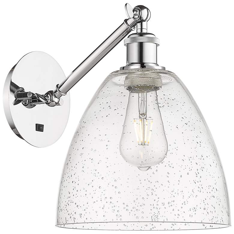 Image 1 Bristol 12" High Polished Chrome Adjustable Sconce with Seedy Shade
