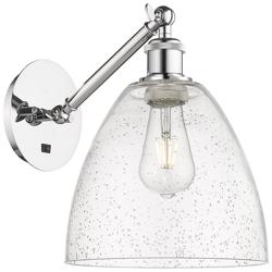 Bristol 12" High Polished Chrome Adjustable Sconce with Seedy Shade