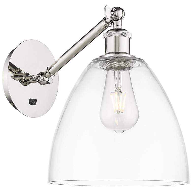 Image 1 Bristol 12" High Polished Nickel Adjustable Sconce with Clear Shade
