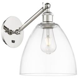 Bristol 12" High Polished Nickel Adjustable Sconce with Clear Shade