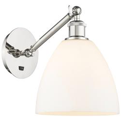 Bristol 12" High Polished Nickel Adjustable Sconce with Matte White Shade