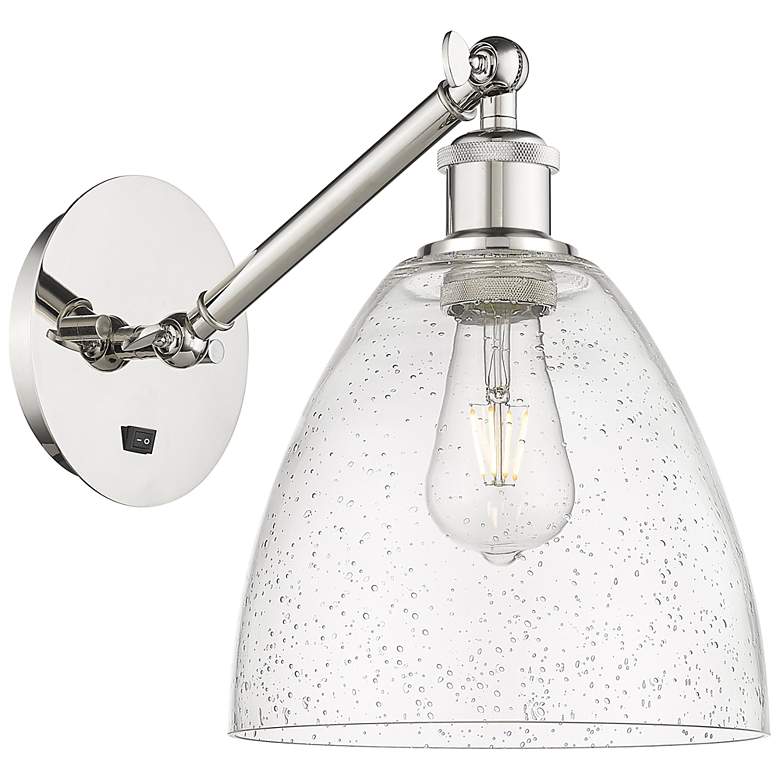 Image 1 Bristol 12" High Polished Nickel Adjustable Sconce with Seedy Shade