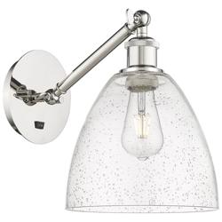 Bristol 12" High Polished Nickel Adjustable Sconce with Seedy Shade