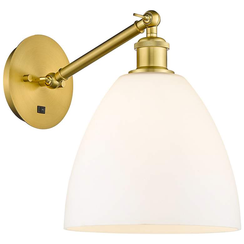 Image 1 Bristol 12" High Satin Gold Adjustable Sconce with Matte White Shade