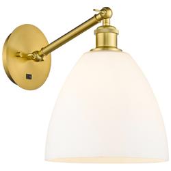 Bristol 12" High Satin Gold Adjustable Sconce with Matte White Shade