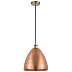 Bristol 12" Wide Antique Copper LED Cord Hung Mini Pendant