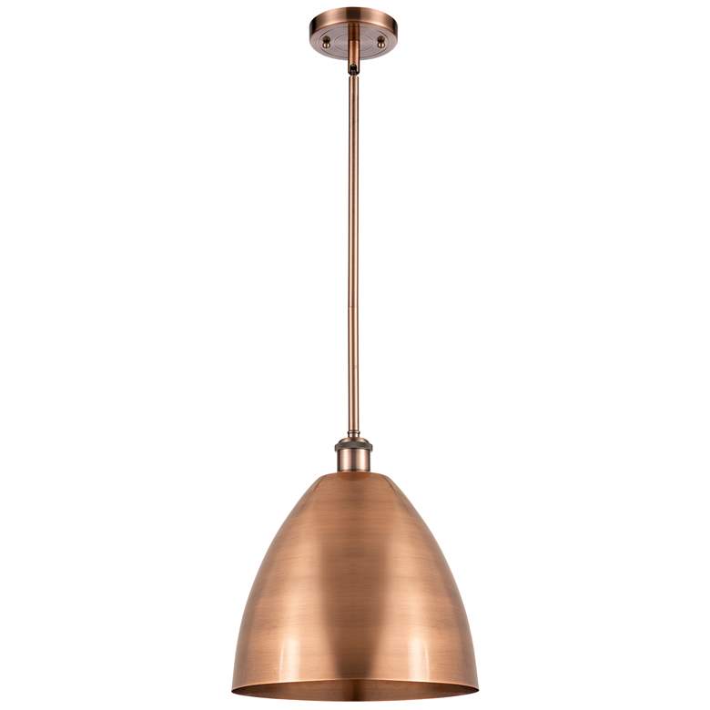 Image 1 Bristol 12" Wide Antique Copper LED Stem Hung Mini Pendant