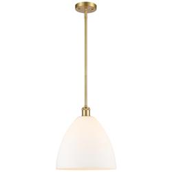 Bristol 12" Wide Satin Gold and White Glass Mini Pendant
