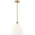 Bristol 12" Wide Satin Gold and White Glass Mini Pendant