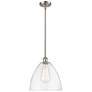 Bristol 12" Wide Satin Nickel Mini Pendant with Clear Glass