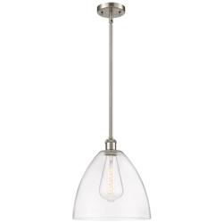 Bristol 12" Wide Satin Nickel Mini Pendant with Clear Glass