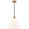 Bristol 12"W Brushed Brass Mini Pendant w/ Matte White Glass