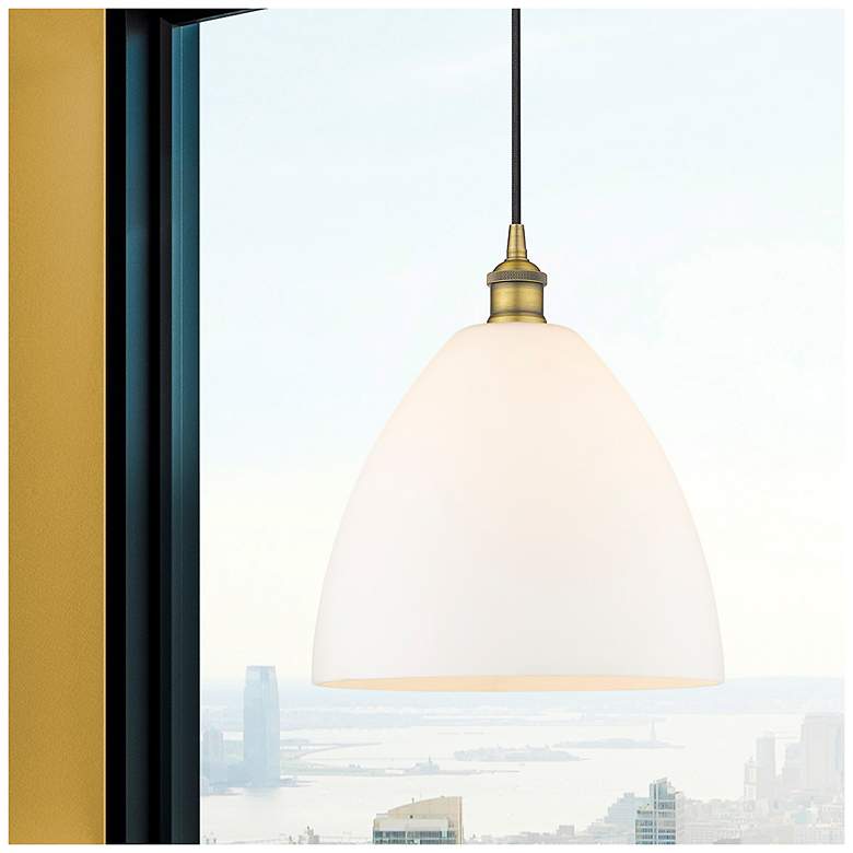 Image 2 Bristol 12"W Brushed Brass Mini Pendant w/ Matte White Glass more views