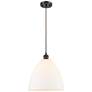 Bristol 12"W Oil-Rubbed Bronze Mini Pendant with White Glass