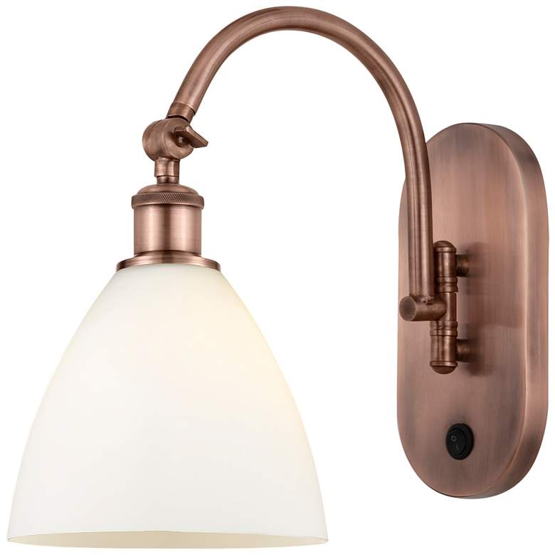 Image 1 Bristol 13 1/2"H Antique Copper LED Sconce w/ White Glass