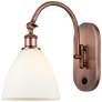 Bristol 13 1/2"H Antique Copper LED Sconce w/ White Glass