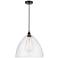 Bristol 15 3/4"W Rubbed Bronze Pendant Light w/ Seeded Shade