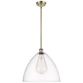 Bristol 16" Wide Antique Brass Pendant Light w/ Clear Shade Bristol 16" Wide Antique Brass Pendant Light w/ Clear Shade