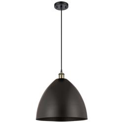 Bristol 16" Wide Black Antique Brass LED Pendant Light