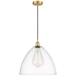 Bristol 16" Wide Satin Gold Pendant Light with Clear Shade