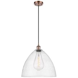 Bristol 16"W Antique Copper Pendant Light with Seeded Glass Bristol 16"W Antique Copper Pendant Light with Seeded Glass