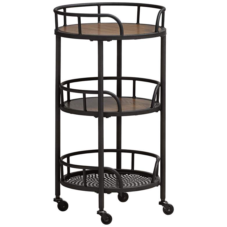Image 1 Bristol 17 3/4" Wide Antiqued Black 3-Shelf Tea Cart or Bar Cart